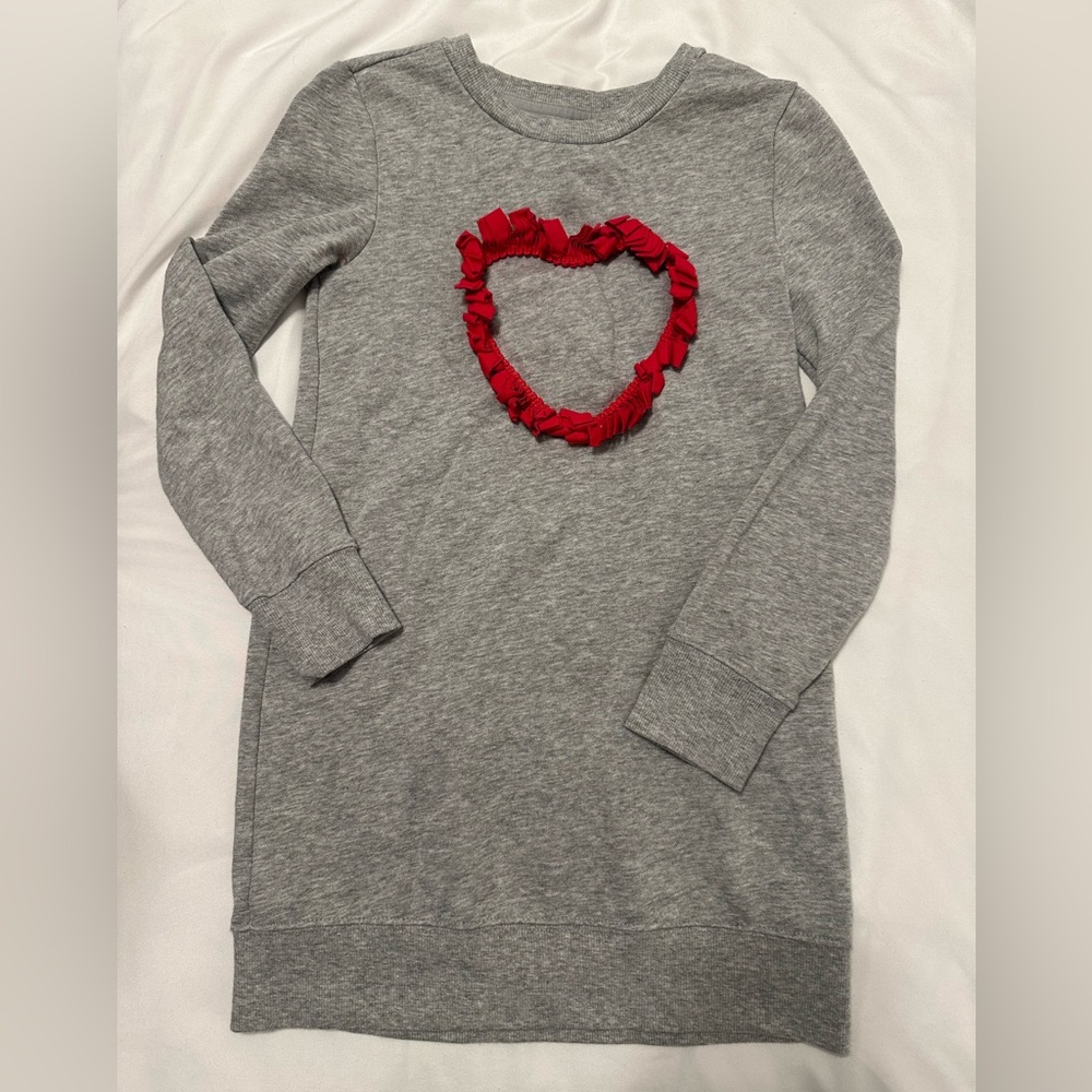 Girls Valentine Heart Sweatshirt Dress | size 8 💗❤️